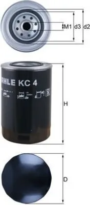 Produktbild von Kraftstofffilter MAHLE KC 4 für IVECO TurboCity 480 / 580 Anschraubfilter