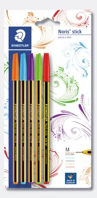 Zdjęcie produktu dla Staedtler 434-SBK5P2, Długopis kulkowy, Wielobarwny, Sześciokątny, ISO 11540, Blister, 5 szt.