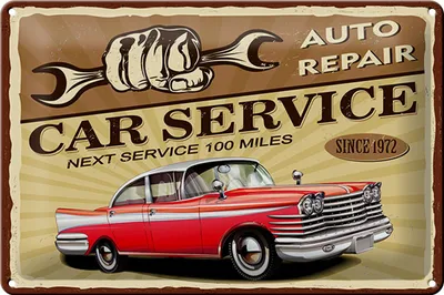 Produktbild von Blechschild Retro 30x20cm Car Service Auto repair 1972
