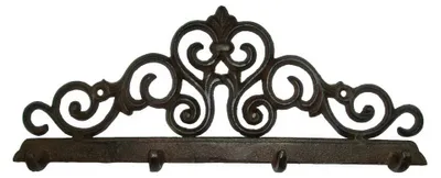 Produktbild von B&S Wandgarderobe Gusseisen Antik Rostlook Ornament mit 4 Haken