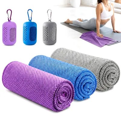 Produktbild von Sport Handtuch 3er Set 30x90cm rutschfest, kühlend, schnell trocknend Mikrofaser Yoga & Fitness Handtuch mit Silikon Grip