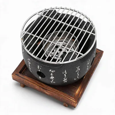 Produktbild von Grill im japanischen Stil mit tragbarem, rundem Design, BBQ-Grill und Holzkohleofen