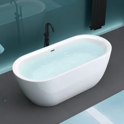 Produktbild von Mai & Mai Freistehende Badewanne Acrylwanne 2 Personen in Weiß inkl. Ablaufgarnitur PushOpen 180x65x60 cm
