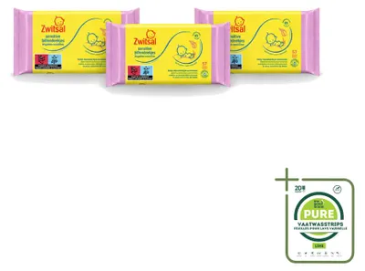 Produktbild von 3 x Zwitsal Baby-Feuchttücher Sensitive für empfindliche Haut 57 Stück - Großpackung - 3 Stücke