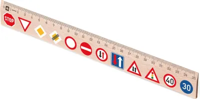Produktbild von Metrie, Didakt-M07 Holzlineal, bedrucktes Straßenschilder, 25 cm