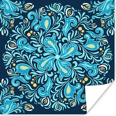 Produktbild von MuchoWow® Poster Blume - Blätter - Beere - Muster 100x100 cm - Babyzimmer