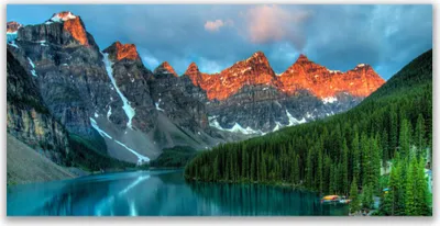 Produktbild von Glasbilder 120x60 Wandbild Druck auf Glas Gebirge Wald See Landschaft