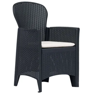 Produktbild von vidaXL Gartenstühle 2 Stk. mit Kissen Anthrazit Kunststoff Rattan-Optik