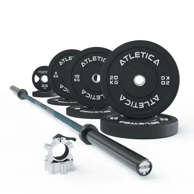 Produktbild von ATLETICA Langhantel Set | Delta HighRep - Dark Blue | 75 kg Hantelscheiben | Für Gewichtheben, Powerlifting und CrossFit