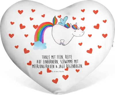 Produktbild von Mr. & Mrs. Panda Sofakissen Einhorn Fliegendes Pferd - Weiß - Geschenk, Realität, Kuschelkissen, Spielen, dekoartikel, Regenbogen, Glitzer, Dekokissen, Liebeskissen, Herz