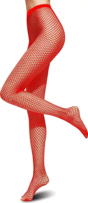 Produktbild von Damen Netzstrumpfhose One Size Strumpfhose Halloween Fasching Karneval Freizeit Party, rot