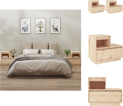 Produktbild von vidaXL Nachttische 2 Stk. 60x34x51 cm Massivholz Kiefer -  Nachttische