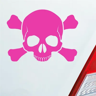 Produktbild von Auto Aufkleber Totenkopf Skull Pirat Tod Kopf Car 13,5x10 cm Pink Sticker Heckscheibenaufkleber
