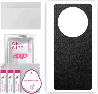 Produktbild von apgo Rückseite Schutzfolie, Skin, kompatibel mit Realme 12 Pro, Hinten Displayschutzfolie aus Vinylfolie, kratzfest, einfache Montage - Schwarze Honigwabe