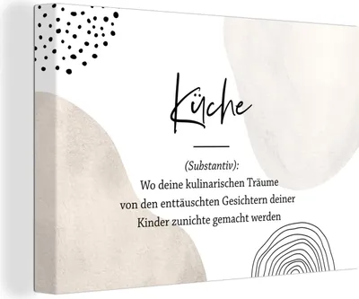 Produktbild von OneMillionCanvasses® - Leinwandbilder - 150x100 cm, Zitate - Küche - Definition der Küche - Wörterbuch - Sprichwörter, Wandbilder Kunstdruck Wanddekoration - Foto auf Leinwand -