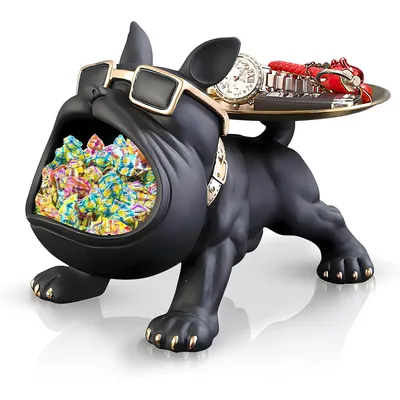 Produktbild von Dekoschale Bulldogge Skulptur Deko Französische Bulldogge Tablett Big Mouth Schlüssel Schale Schmuck Aufbewahrungsbox Storage Sculpture, 1 St