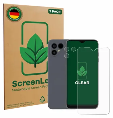 Produktbild von 2x ScreenLeaf Schutzfolie für Fairphone 4 (Display+Kamera) nachhaltiger Displayschutz Display Schutz Folie Klar Transparent