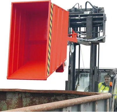 Produktbild von BAUER Muldenkippbehälter - 1100 l Volumen - 1500 kg - 890 x 1200 x 1440 mm - feuerrot