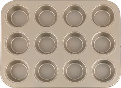 Imagen del producto de Bandeja de horno dorada para 12 muffins, de 35x26,5 cm