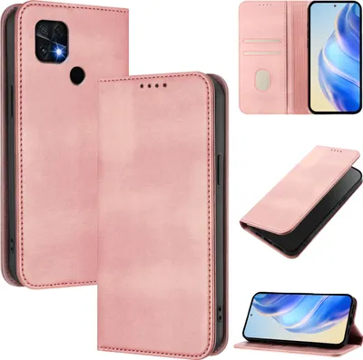 Produktbild von Handyhülle für Xiaomi Poco C40/Redmi 10C, Vintage Leder RFID Schutz Kartenfach Standfunktion Magnetische Klapphülle Pink