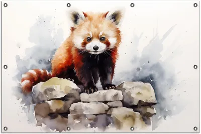 Produktbild von Wallario Outdoor-Poster für Garten oder Balkon, Motiv Neugieriger Rotpanda, in ca. 100 x 150 cm
