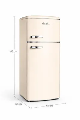 Image de DMDK DKB2 Réfrigérateur-congélateur rétro 144 cm crème