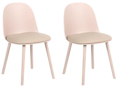 Obrázek produktu pro BELIANI Sada 2 jídelních židlí béžové čalounění umělá kůže rám ze syntetického materiálu moderní styl jídelna