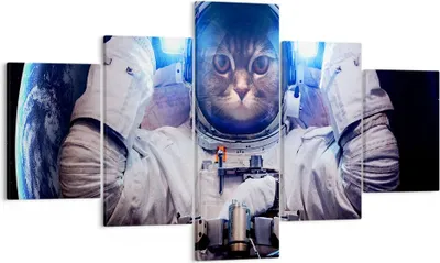 Produktbild von Bild auf Leinwand - Leinwandbild - Kosmonaut Katze - 125x70cm - Wand Bild - Wanddeko - Wandbilder - Leinwanddruck - Bilder - Kunstdruck - Wanddekoration - Leinwand bilder - Wandkunst - EA125x70-3734