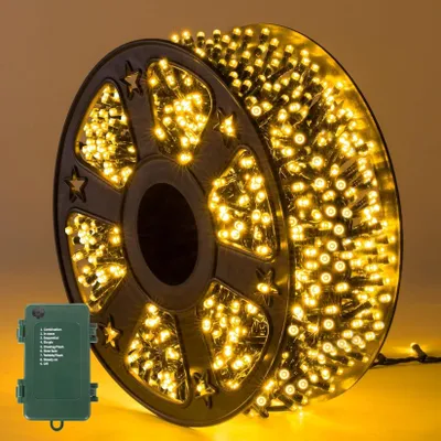 Lichterkette, 50 m, 1000 LEDs, batteriebetrieben, 8 Modi, warmweiß