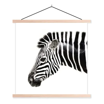 Produktbild von MuchoWow® Textilposter Zebra - Tiere - Weiß 60x60 cm mit holzfarbenen Rahmen - Wanddekoration