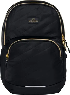 Produktbild von Beckmann Rucksack Black Gold, 30L, Sport Junior, 100% Polyester, gepolstertes 16 Zoll Laptopfach, atmungsaktiv, abnehmbarer Hüftgurt, Zwei-Wege-Reißverschluss, geräumiges DIN A4 Hauptfach, anatomische Rückenleiste, Brust- & Hüftgurt, wasserdichtes Fach, 2 Hauptfächer, Schlüsselring in Vordertasche, für Schule & Arbeit ab 4. Klasse, sportliches Design