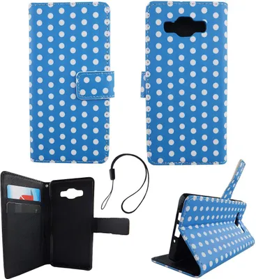 Produktbild von Handyhülle Tasche für Handy Samsung Galaxy A5 2015 Polka Dot Blau Weiss