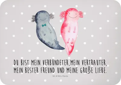 Produktbild von Mr. & Mrs. Panda magnet Axolotl Freundin - Grau Pastell - Geschenk, whiteboardmagnet, Lurch, Liebe, haftmagnet, tafelmagnet, Kühlschrankmagnet, Valentinstag, zettelhalter