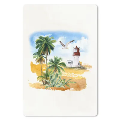 Produktbild von MuchoWow® Mauspad Mousepad Leuchtturm - Vogel - Palmen - Strand 40x60 cm - Mousepads - Maus Mat - Pad - Mausunterlage - Schreibtisch Accesoire
