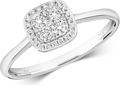 Produktbild von 18 Karat (750) Weißgold Cluster Damen - Diamant Ring Brillant-Schliff 0.26 Karat HI - SI, 49 (15.6); TRS14885RSJ