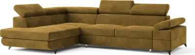 Produktbild von Masseno Ecksofa FAVIEN L-S mit Schlaffunktion L-Form, Sofa mit Bettkasten, Wohnzimmersofa, Couch, Soffa, Bettsofa, Couchgarnitur- Gelb, MONOLITH 48