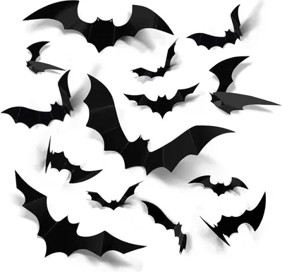Image de Décoration suspendue d'Halloween : chauves-souris 3D, autocollants muraux, lot de 60 pièces en PVC, chauves-souris noires, colle incluse, accessoires effrayants pour Halloween