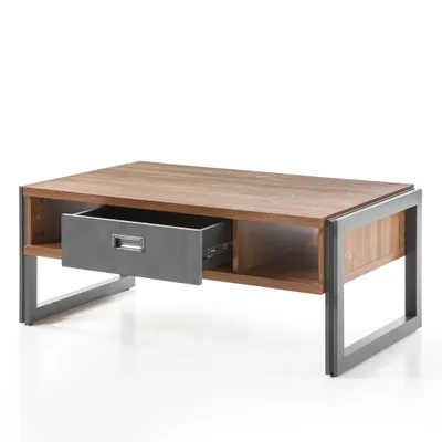 Produktbild von Couchtisch DALLAS-61 im Industrial Stil Absetungen in Matera Anthrazit und Nachbildung Stirling Oak Nb. B/H/T ca.: 113x45x68 cm