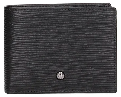 Image de Portefeuille pour hommes, en cuir véritable, noir, modèle Momo, fabriqué en Italie
