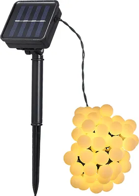 Zdjęcie produktu dla Lampy solarne Tomshine 50 LED, wodoodporne IP44, zewnętrzne, wiszące, kuliste, dekoracja do ogrodu, na taras i imprezę, ciepła biel