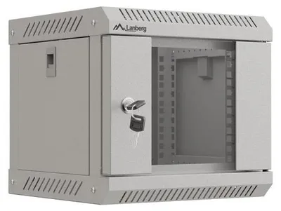 Produktbild von Lanberg WF11-3304-10S, Wandmontiertes Regal, 4U, 30 kg, Sperrschloss, Ablageschienen, Verbessertes Kabelmanagement