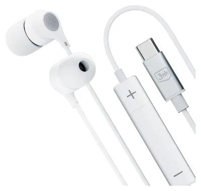 Image de Écouteurs Filaire 3MK USB‑C Blancs