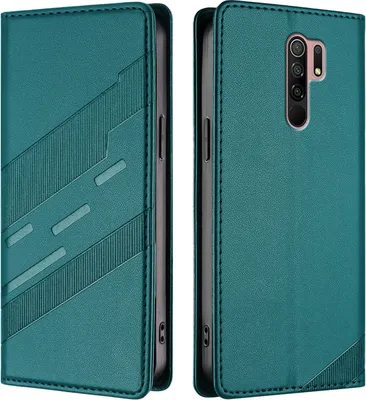 Produktbild von Hülle für Xiaomi Redmi 9, Kunstleder Brieftaschen Handyhülle mit Kartenfach und Standfunktion Grün