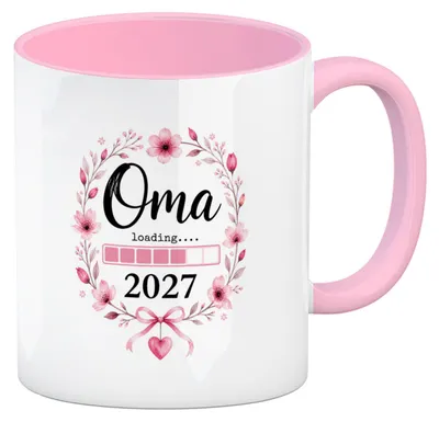 Produktbild von Kaffeebecher in rosa Oma 2027 - Kaffeetasse für Familienfreude Mit Spruch: Oma