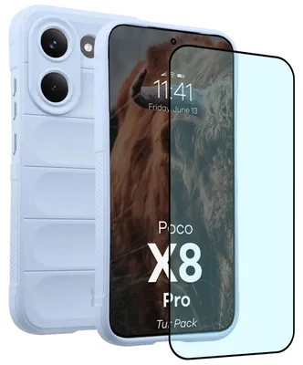 Produktbild von Robuste Handyhülle + gehärtetem Glas für Xiaomi POCO X8 Pro, Bizon Tur Pack, Hellblau