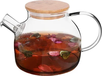 Produktbild von Excellent Houseware Glaskanne Wasserkanne Glaskrug mit Siebeinsatz für Wasser Tee heiße Getränke mit Henkel Deckel 1l