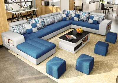 Obrázok produktu pre Rohová sedačka tvaru U, luxusná, čalúnená textíliou, moderný dizajn, relaxačná, sedacia súprava, obývačková súprava