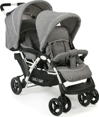 Produktbild von Chic 4 Baby Kinderwagen Geschwisterwagen Duo Melange grau-weiß
