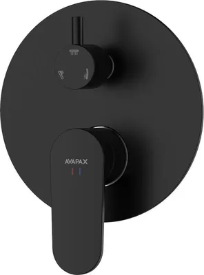 Produktbild von Avapax | Dusch- Und Badewannenarmatur - Schwarz Matt - Dreifunktional - Messing - Zylindrischer Körper