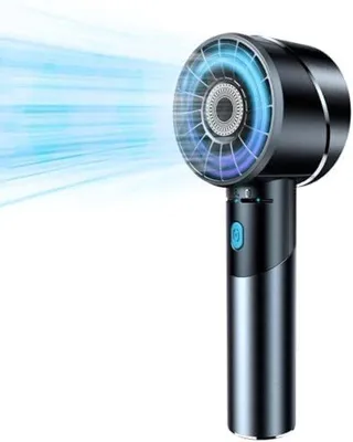 Obrázek produktu pro Přenosný USB ventilátor – výkonný a dobíjecí – baterie 2600 mAh – až 16 hodin provozu – 4 rychlosti – ventilátor do kanceláře a na cesty, vhodný pro práci, cestování a sport – černý